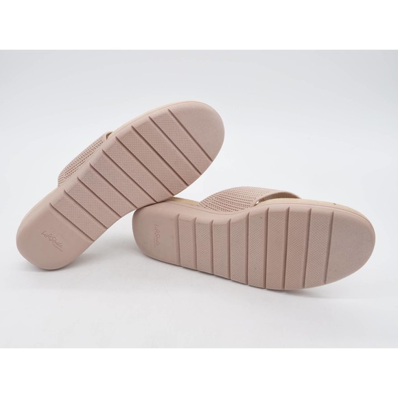 LifeStride Sandals Womens 10 Beige Fabric Platform Wedge Heel Toe Post Poolside - Picture 10 of 10